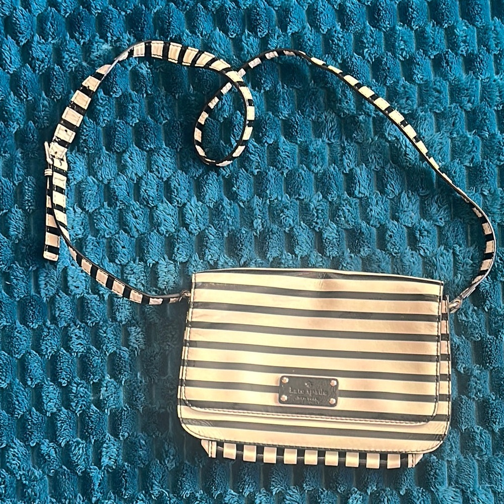 Kate Spade Black and White Crossbody Bag with Stripes